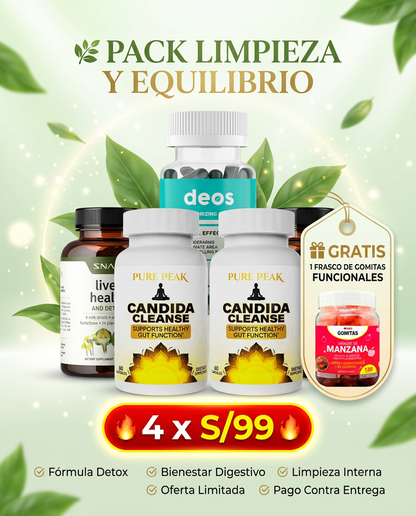Pack Limpieza y Equilibrio (Candida, deos, liver) + gomitas funcionales