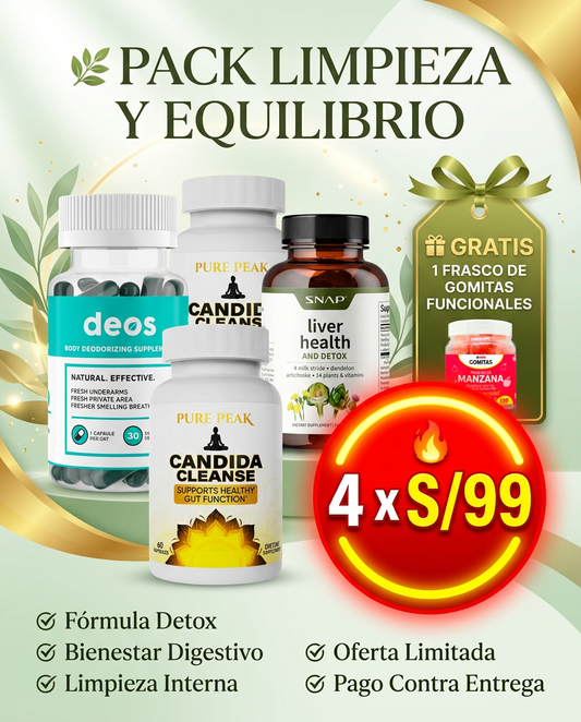 Pack Limpieza y Equilibrio (Candida, deos, liver) + gomitas funcionales