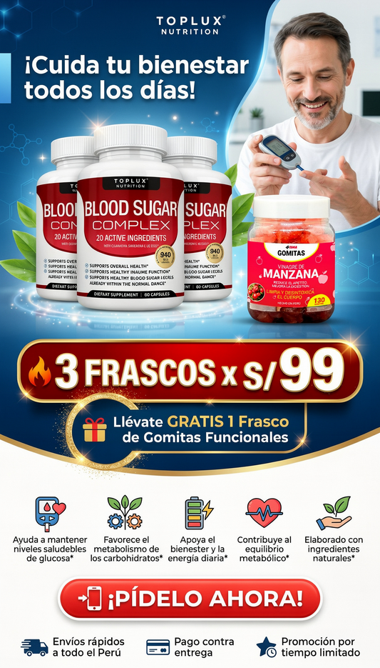 BLOOD SUGAR COMPLEX x 3 + gomitas funcionales