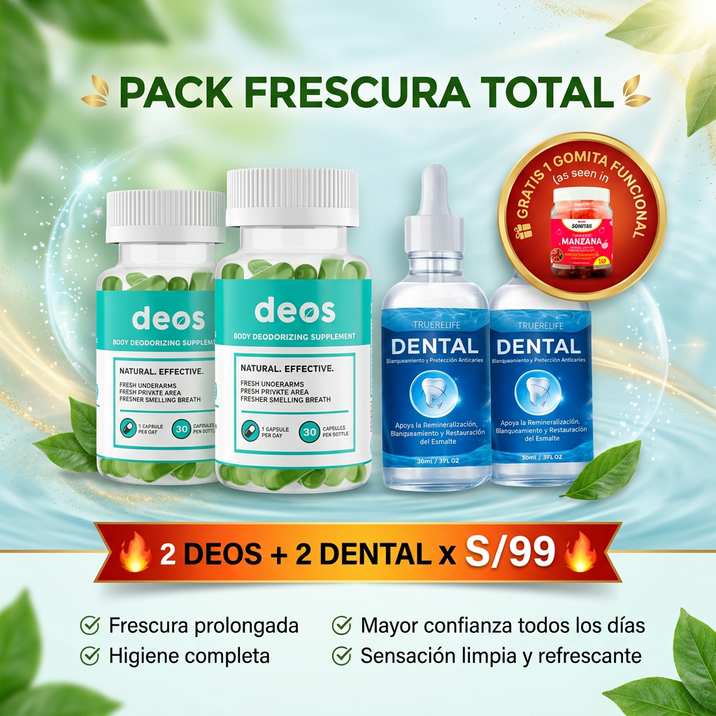 PACK FRESCURA TOTAL ( 2 deos + 2 dental)+ 1 🎁 Gomita funcional