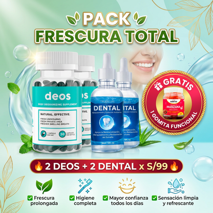 PACK FRESCURA TOTAL ( 2 deos + 2 dental)+ 1 🎁 Gomita funcional