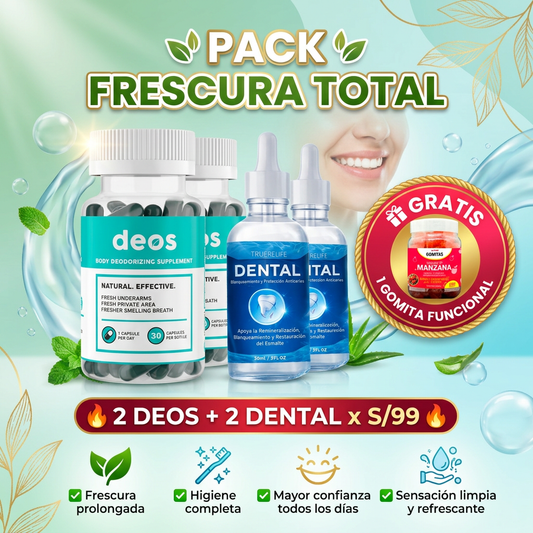 PACK FRESCURA TOTAL ( 2 deos + 2 dental)+ 1 🎁 Gomita funcional