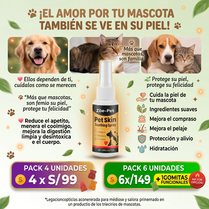 PET SKIN - Tratamiento natural para piel roja, irritada con granitos o dermatitis para mascotas
